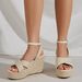 Women's Shoes Large Size Spring And Summer High Heels All Match Thick Soled Platform Shoes One Word Buckle Strap Straw Bottom Wedge Sandals_voghion.com