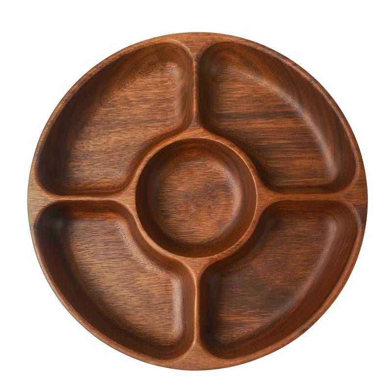 Fruitbord 1PC Massief houten fruitbord Gedroogd fruit Snackbord Saladekom Houten kom Groot dinerbord_voghion.com