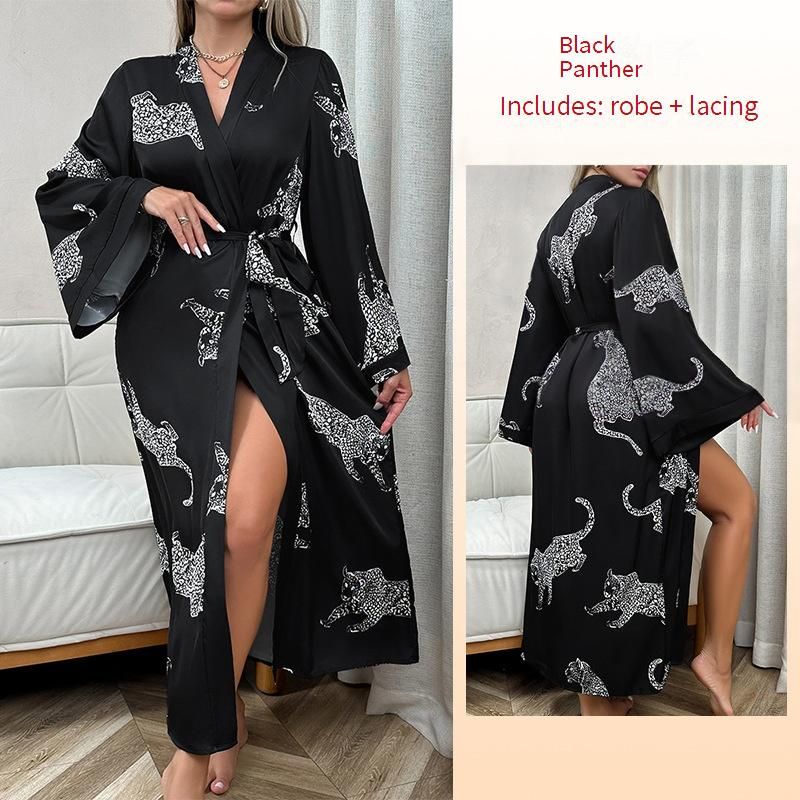 Peignoir en satin pour homme RYYD - Cravate réglable, manches longues, vêtements d'intérieur_voghion.com