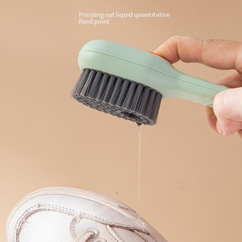 Press-Type Liquid Shoe Brush - 3-In-1 Cleaning Tool With Soft Bristles & Detergent Tank (Gentle On Shoes Delicate Fabrics Ergonomic Non-Slip Handle)​​_voghion.com