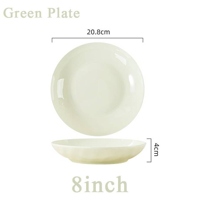 2025 Yeni Seramik 8 inçlik Tabaklar Sofra Takımı: Şık Genç Evler İçin Krem Renkli, Taş Desenli Kaseler ve Tabaklar_voghion.com