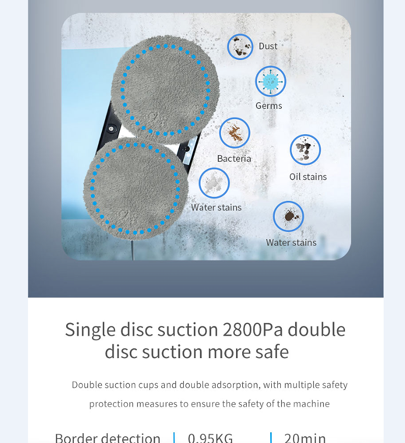 Robot nettoyeur de vitres PST9Pro - Système de navigation gyroscopique à 6 axes avec technologie d'atomisation ultrasonique de 20 ml, capacité d'aspiration de 3800 Pa, batterie de 750 mAh_voghion.com