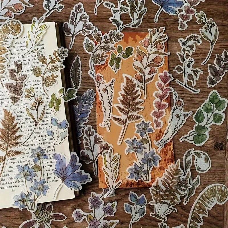 60 Sheets/pack Of Japanese Paper Stickers With Mixed Floral And Glitter Decorations, Matte Surface, For Wooden Surfaces_voghion.com
