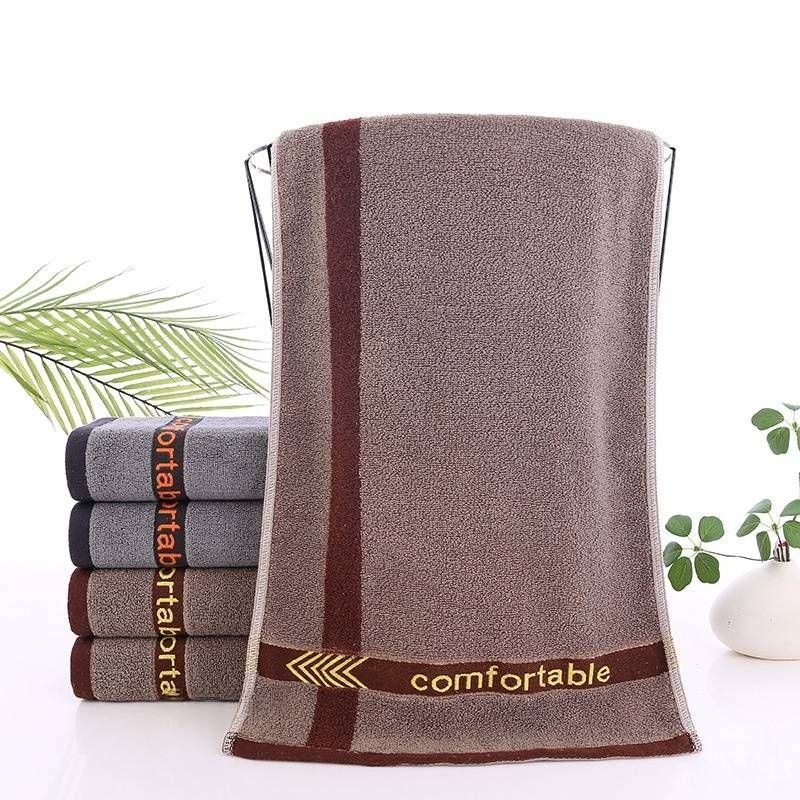 Zestaw ręczników bawełnianych – 32-warstwowe luksusowe ręczniki kąpielowe i do rąk, 34 x 74 cm i 34 x 34 cm, wzór żakardowy i w paski, do hoteli i siłowni (szary/brązowy)_voghion.com