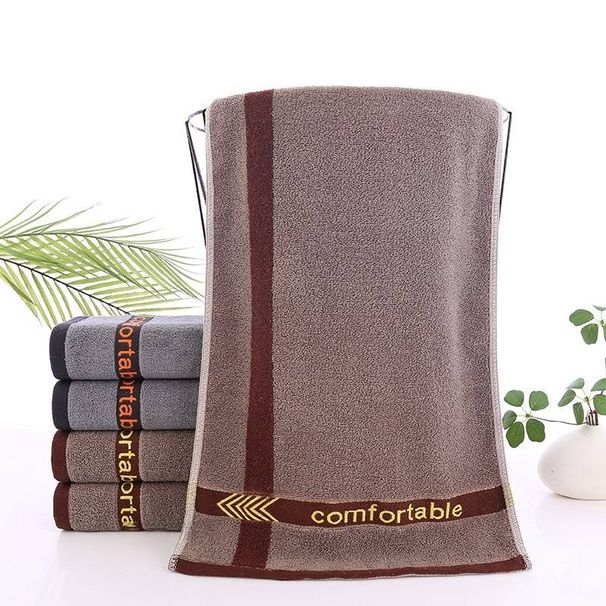 Zestaw ręczników bawełnianych – 32-warstwowe luksusowe ręczniki kąpielowe i do rąk, 34 x 74 cm i 34 x 34 cm, wzór żakardowy i w paski, do hoteli i siłowni (szary/brązowy)_voghion.com