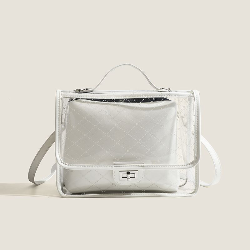 Zaino da scuola di alta qualità, stile casual, da pendolare, per la primavera e l'estate 2025, coreano, con texture trapuntata trasparente, da donna_voghion.com