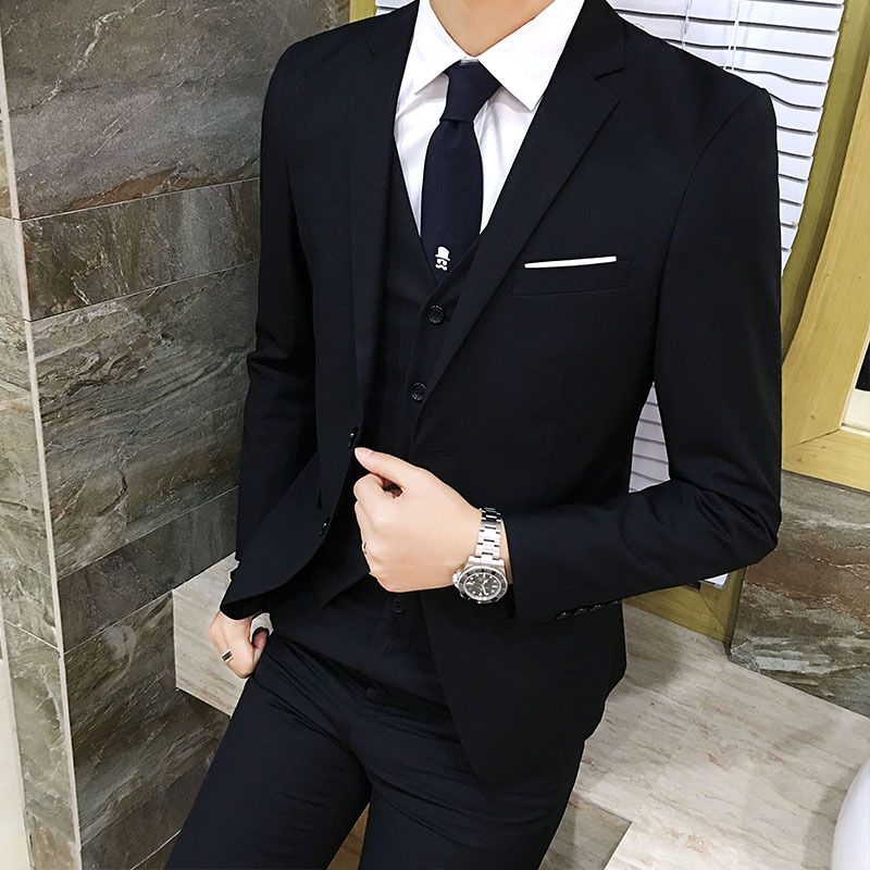 Abbigliamento maschile Abito professionale Abito da uomo Abito formale da lavoro Abito a due pezzi Slim Stile coreano Abito da sposo alla moda Abito da sposa Abito piccolo da uomo_voghion.com