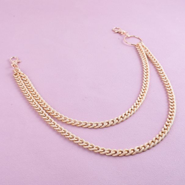 Qifu Moda Trendi Çift Katmanlı Metal Çok Yönlü Basit Kot Giyim Aksesuar Pantolon Zinciri_voghion.com