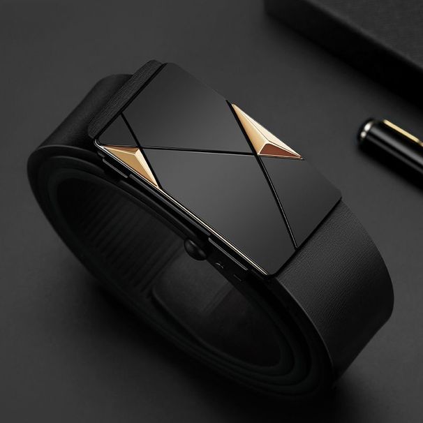 Herren-Ledergürtel mit Ratsche, mit automatischer Schnalle aus Legierung, modischer klassischer Gürtel, geeignet für Arbeit, Geschäft und Freizeit_voghion.com