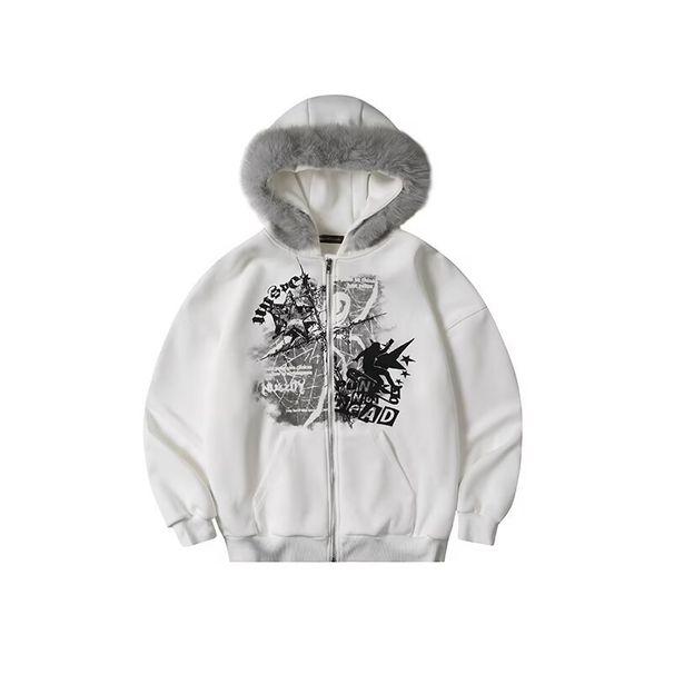 Streetwear Kapuzenpullover mit Reißverschluss – Oversized Fleecejacke mit Grafikprint für Herren (M-XXL)_voghion.com