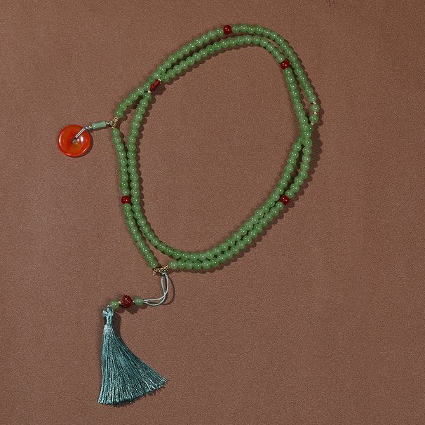 Collier long en perles de cinabre, plusieurs styles de port, nouvelle tendance nationale chinoise 2024, chaîne de pull à bandoulière_voghion.com