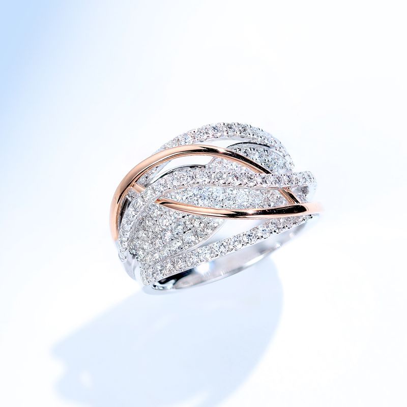 Fashion Trendy Diamond-Studded Women's Plated With Two-Tone Jewelry Interwoven Zircon Full Diamond Ring_voghion.com