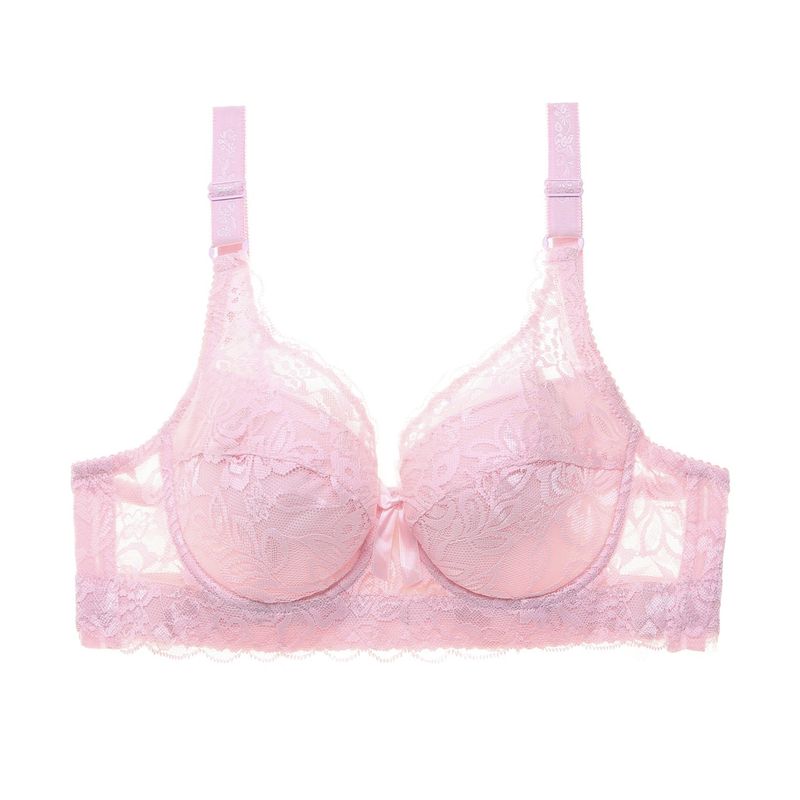 Women's Intimates Thin Cotton Cup Large Size Side Breast Adjustment Bra Lace Gathered With Steel Ring Sexy Women's Underwear_voghion.com