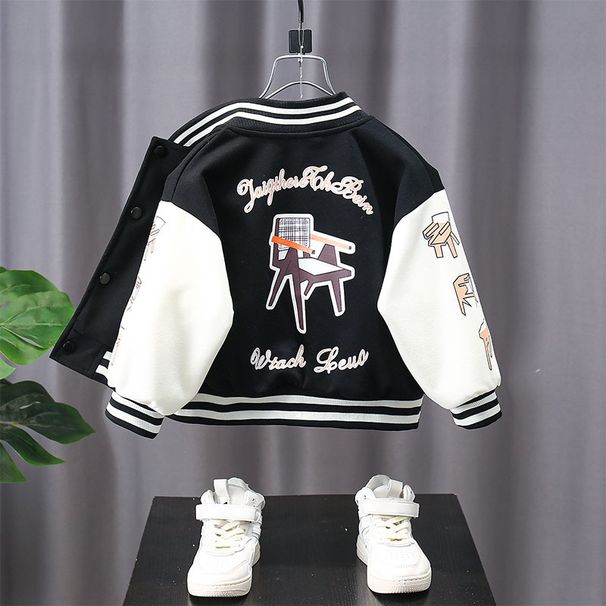 Jungenmantel Frühling und Herbst Kinder hübsche Fried Street Baseballjacke Modisches Oberteil_voghion.com
