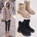 Women's High-Top Winter Snow Boots With Side Zipper & Faux Fur Lining, Warm Slip-Resistant Casual Boots For Cold Weather Short Boots_voghion.com