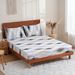 Sábana ajustable con diseño geométrico de rombos en gris, blanco y azul, de poliéster, agradable para la piel, protector de colchón_voghion.com