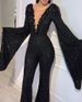 Damenbekleidung Pailletten Sexy Fledermausärmel Top Jumpsuit Abendkleid Neu_voghion.com