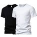 Kurzarm-Basic-Top für Herren, lässig, 100 % Baumwolle, normale Passform, O-Ausschnitt, T-Shirts, Schwarz, Weiß, Marinegrau_voghion.com
