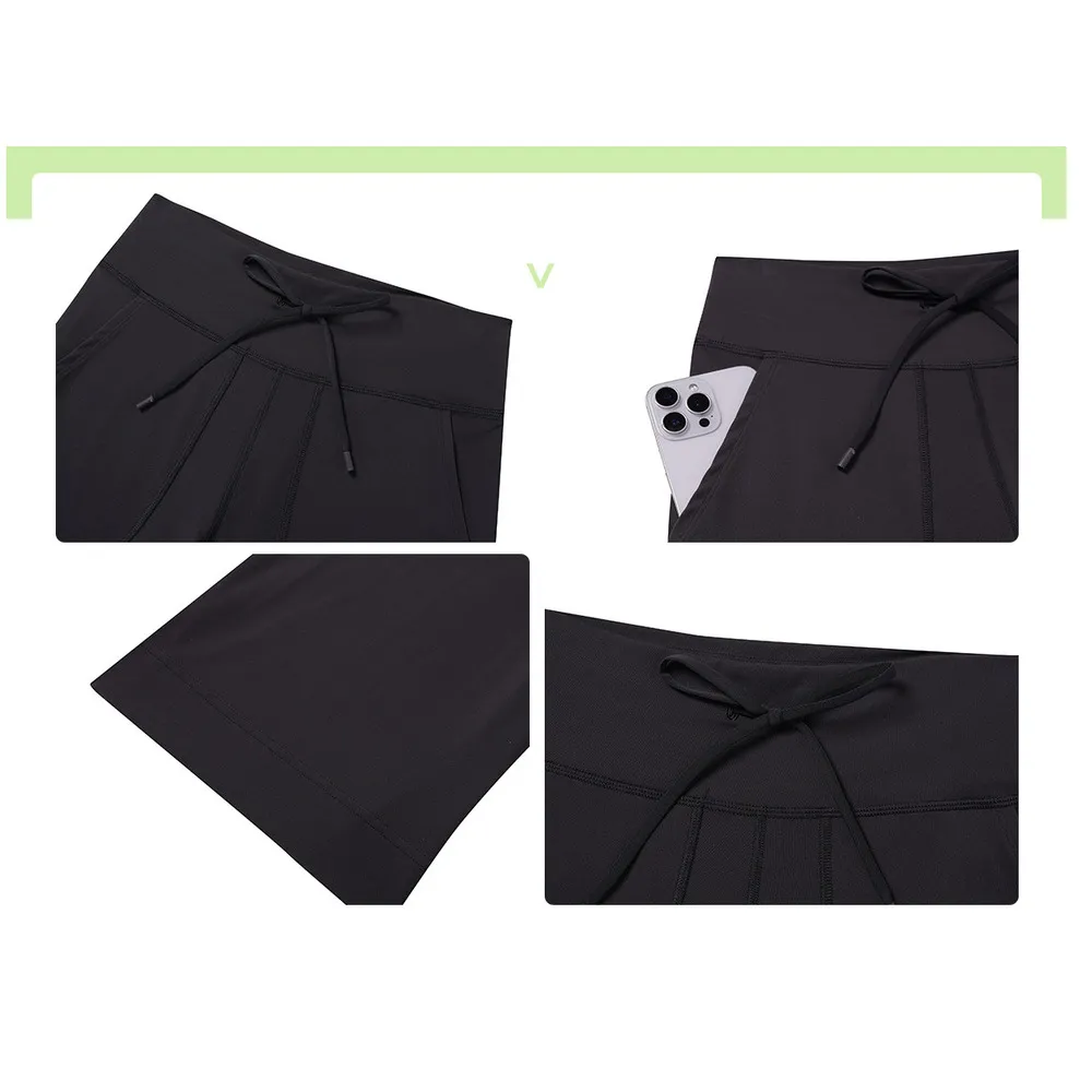 New Evrlue Double 6 Zero Sense Wide Leg Large Pocket Fitness Yoga Women Sports Casual Long Pants DL336_voghion.com