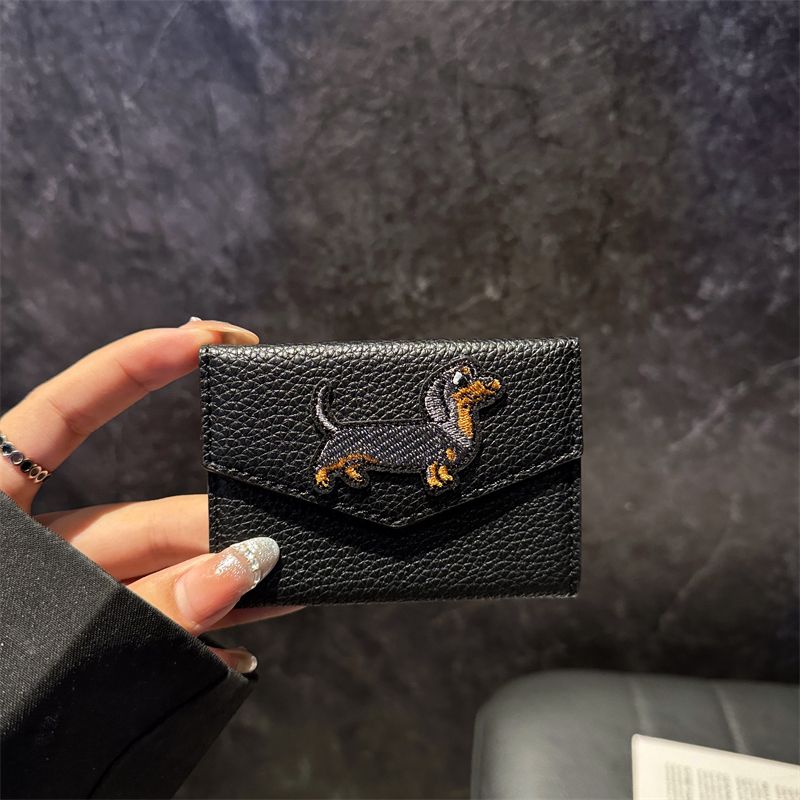 Dachshund Dog Men Women ID Leather Texture Bank Holder Storage Multi-Card Slots Case Card Coin Clip Ultra-Thin Compact_voghion.com