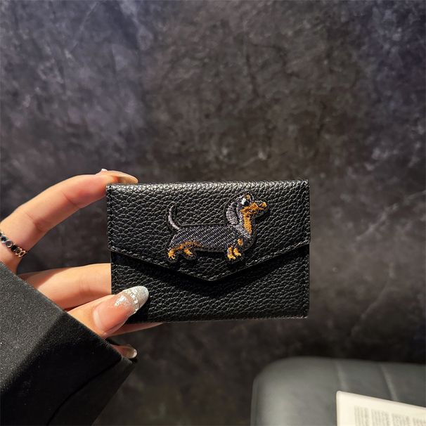 Dachshund Dog Men Women ID Leather Texture Bank Holder Storage Multi-Card Slots Case Card Coin Clip Ultra-Thin Compact_voghion.com