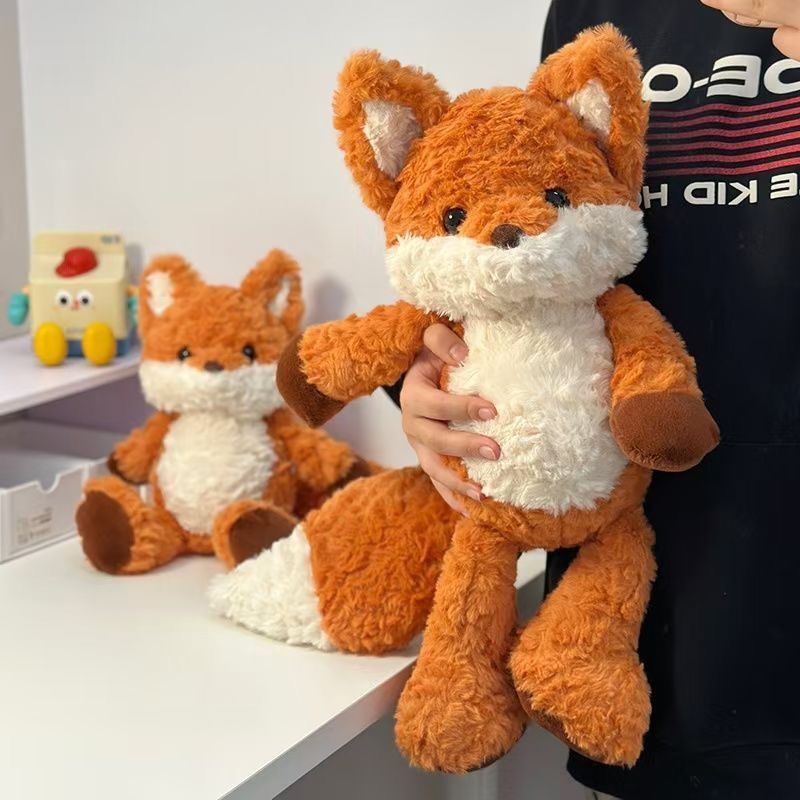 Peluche a forma di volpe che corre e dorme, bambola giocattolo carina, regalo di compleanno per bambina_voghion.com