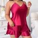 New Plus Size Women's Homewear Set Casual Robe Simple Ice Silk Pajamas Thin Camisole_voghion.com