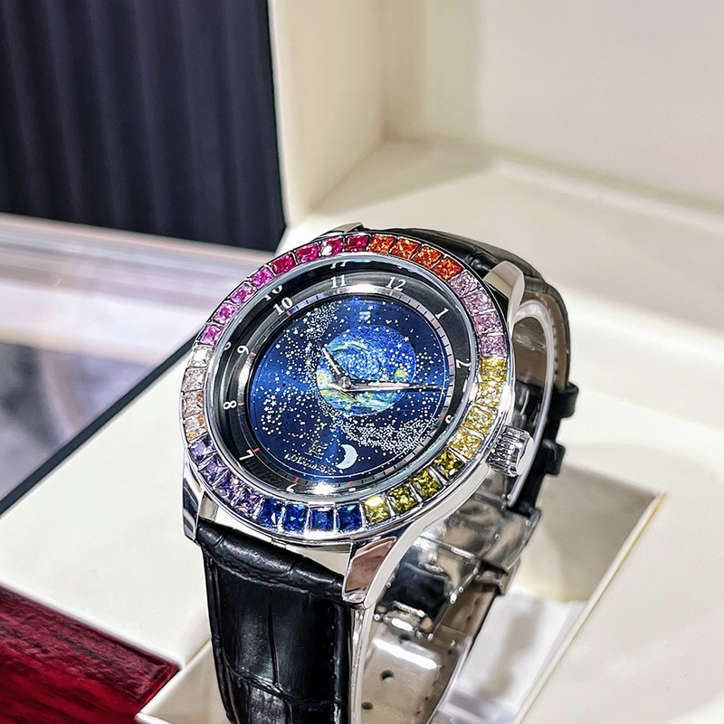Men's Automatic Mechanical Watch With Luminous Moon Phase Display, 30M Waterproof, Stainless Steel Case & Genuine Leather Strap_voghion.com