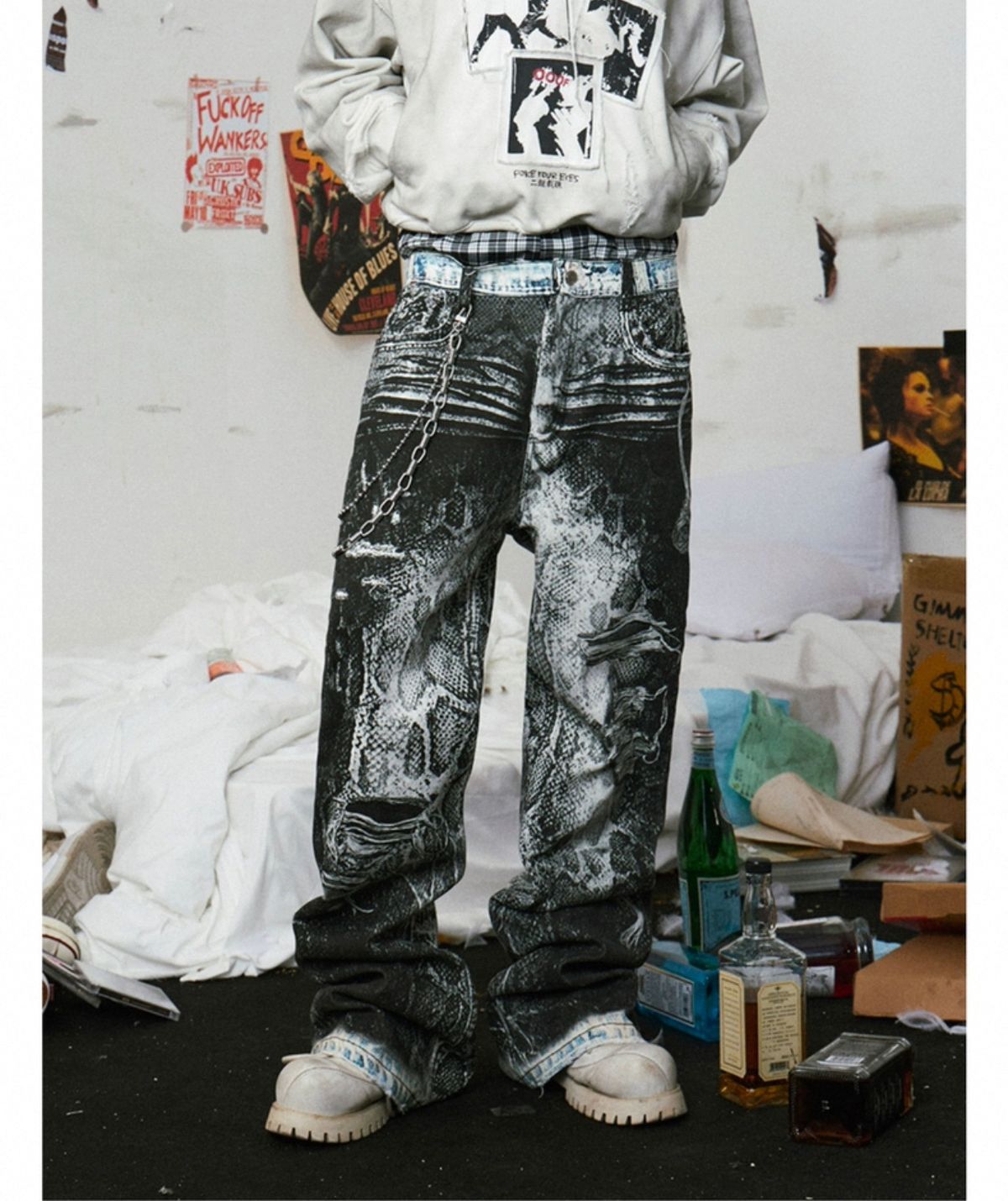 Herenkleding Zelfde Origineel Ontwerp Digitaal Printen 3D Print Broeken Kettingprint Rechte Jeans_voghion.com