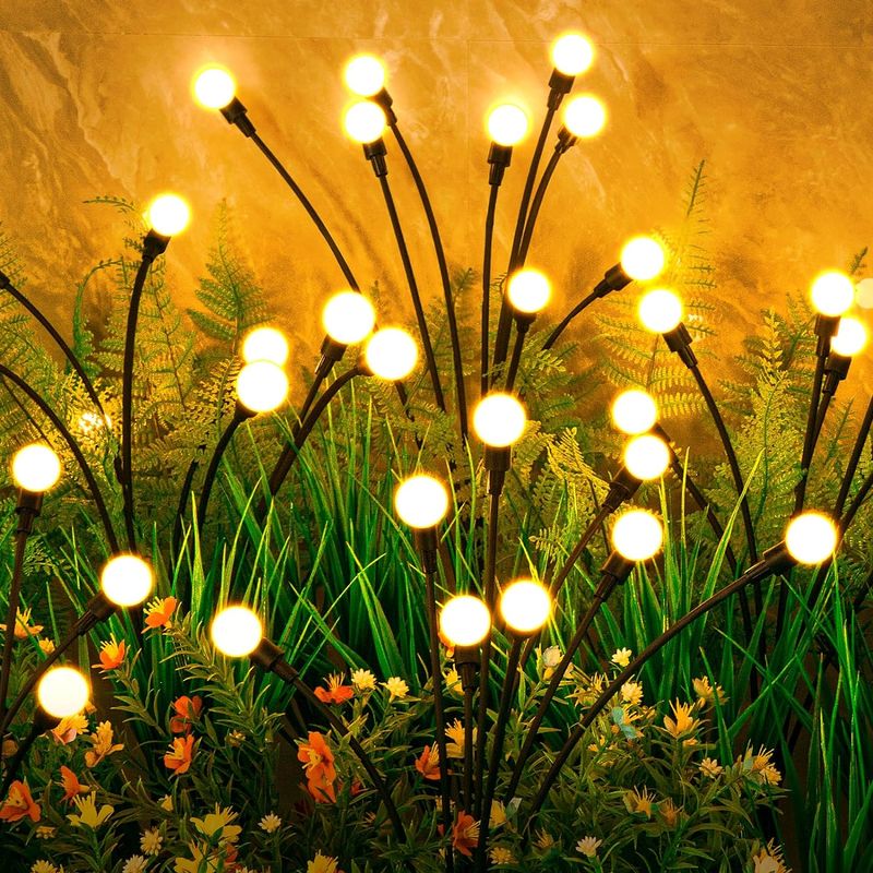 Solar Garden Lights, 4 Pack 32 LED Solar Outdoor Lights, Outdoor Decorations Lights, Solar Swaying Lights, Firefly Lights for Patio Pathway Outdoor De_voghion.com