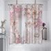 Cortina de ducha avec estampado de flores de encaje rosa, imperméable, lavable, avec 12 crochets, pour bain, usage domestique, 1 unité_voghion.com