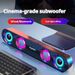 Altavoz Bluetooth inteligente para computadora de escritorio, subwoofer dual de alto volumen, luz ambiental, altavoz pequeño_voghion.com
