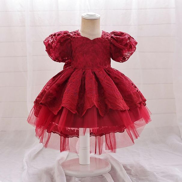 Robe de princesse pour bébé et enfant, nouvelle robe de fête d'anniversaire, jupe tutu douce en maille brodée à bulles_voghion.com
