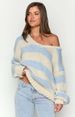 Oversized Strickpullover mit Dopaminstreifen – Weiches, modisches Top mit überschnittenen Schultern für Damen, süße und gemütliche Herbst-/Winter-Freizeitkleidung_voghion.com