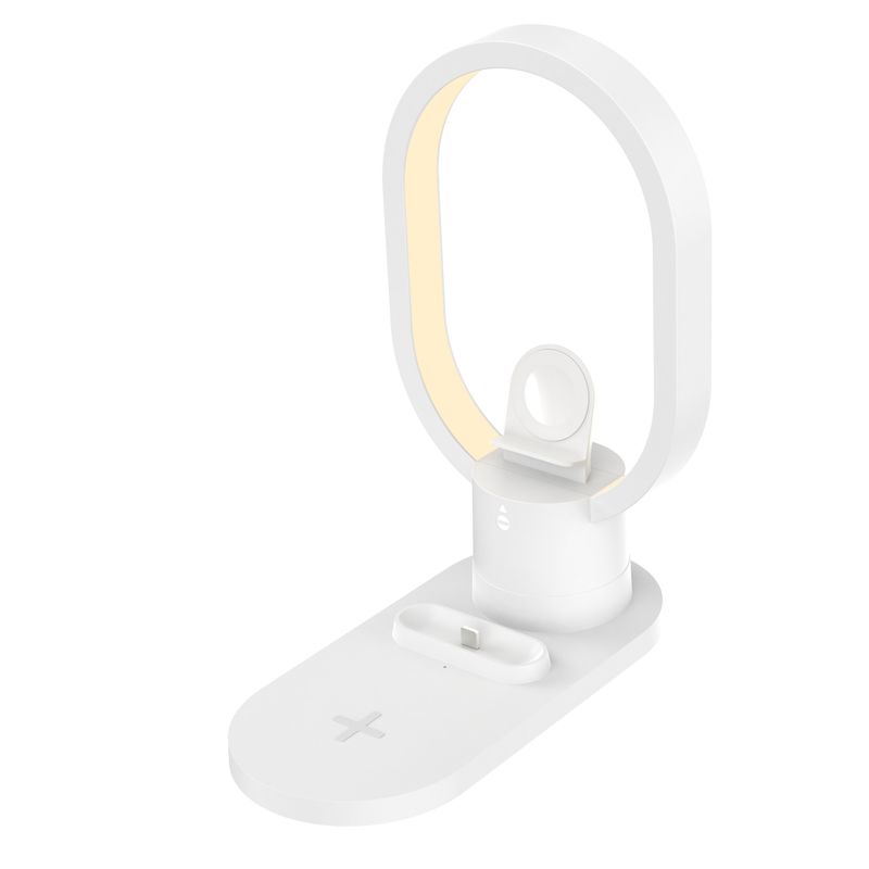 4in1 chargeur sans fil LED veilleuse lampe de table chevet atmosphère lumière 15W chargeur sans fil charge rapide_voghion.com