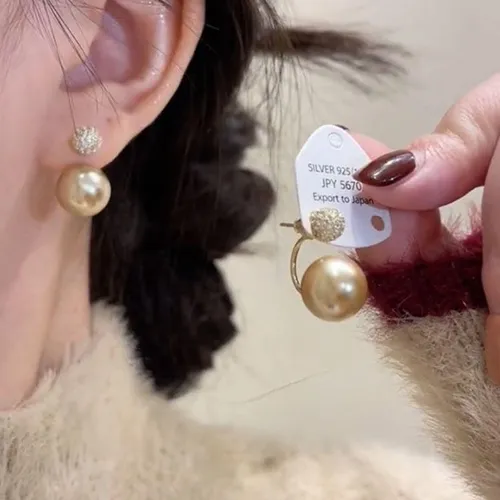 Orecchini di perle champagne Maillard per donna, orecchini leggeri di lusso in stile moda, nuova collezione 2023_voghion.com