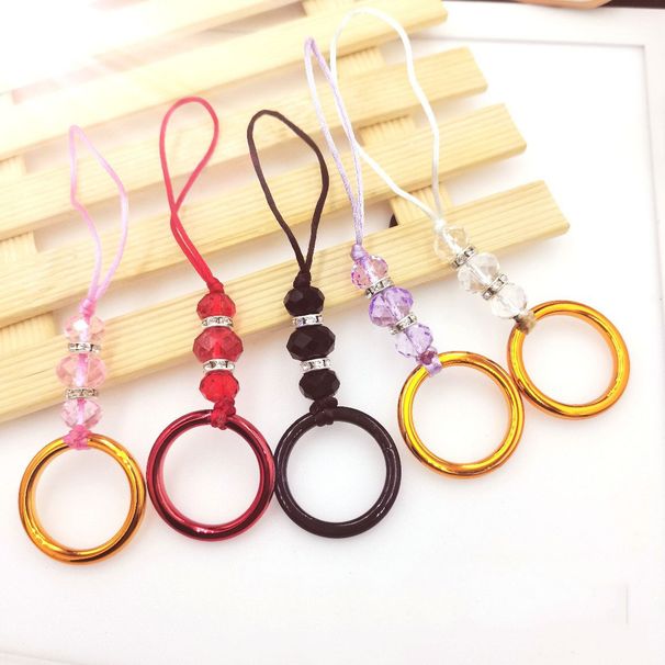 Kristallringschnalle, Anhänger, Ring, Armband, Telefonperle, kurzer Seilkopf, mobiles Stromkabel_voghion.com