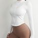 Women's Activewear White Tight Fitting Sports Jacket With Stand Up Collar, Long Sleeves, Quick Drying, Slim Fitting, Zippered Yoga Top_voghion.com