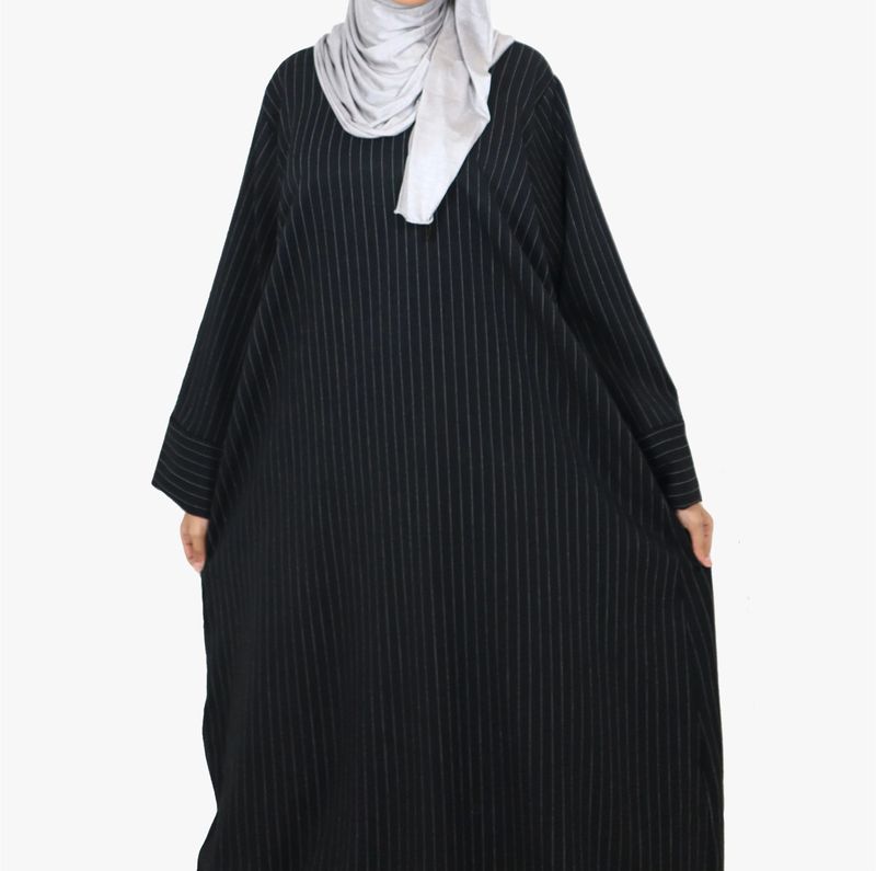 Muslim Fashion  striped mini long skirt dress _voghion.com