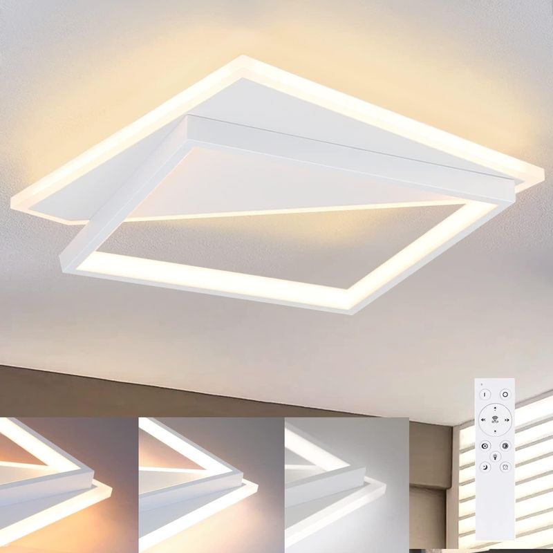 Deckenlampe Modern Weiß Deckenleuchte LED - 40W Schlafzimmerlampe Dimmbar Mit Fernbedienung Deckenbeleuchtung Für Küche Flur Wohnzimmer_voghion.com