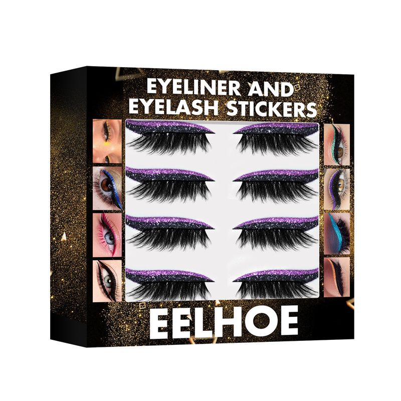 EELHOE glitter false eyelashes eyeliner stickers glue-free self-adhesive eyeshadow false eyelashes curling eyelashes eye makeup stickers_voghion.com
