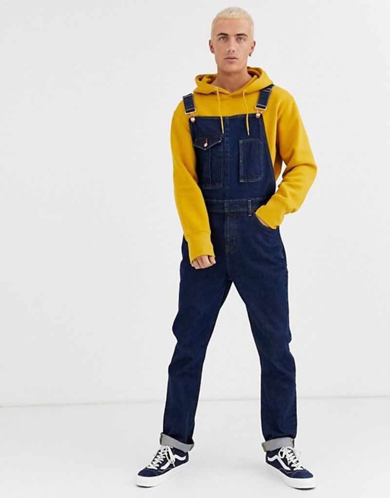 men's solid color overalls denim jumpsuit men_voghion.com