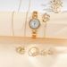 Ladies new watch set gold diamond temperament versatile hollow strap ladies quartz watch set_voghion.com