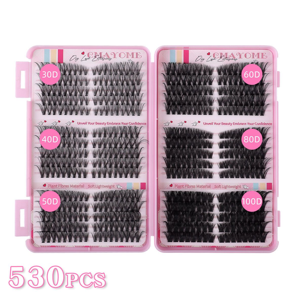 530 - Set di ciglia finte segmentate a grappolo, naturali e spesse, arricciate, morbide e tridimensionali, per uso quotidiano_voghion.com