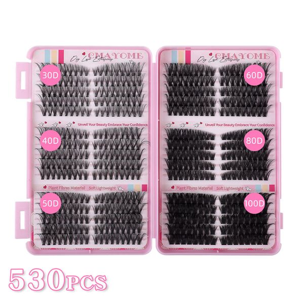 530 - Set di ciglia finte segmentate a grappolo, naturali e spesse, arricciate, morbide e tridimensionali, per uso quotidiano_voghion.com