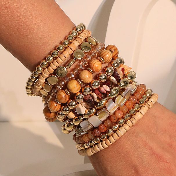 12 Bohemian Style Beach Fashion Handwoven Women's Bracelet Multi-Piece Set_voghion.com