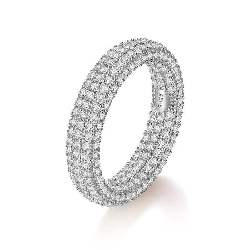Anello unisex semplice alla moda in argento sterling con micro pavé di moissanite, stile hip hop_voghion.com