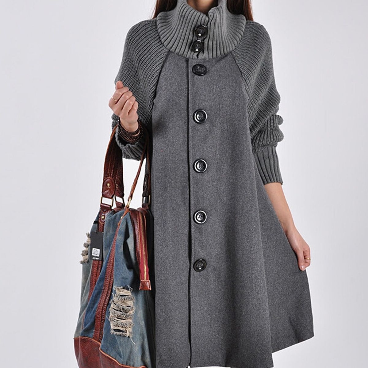 Korean Version Of Large Size Women Winter Coat  Long Loose Woolen Coat Cloak Wool Trench Coat_voghion.com