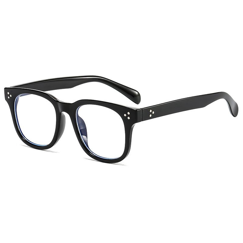 Big Face Fringe Retro Female Black PC Vollformat Anti-Blau-Bild Hybrid Flat Lens_voghion.com