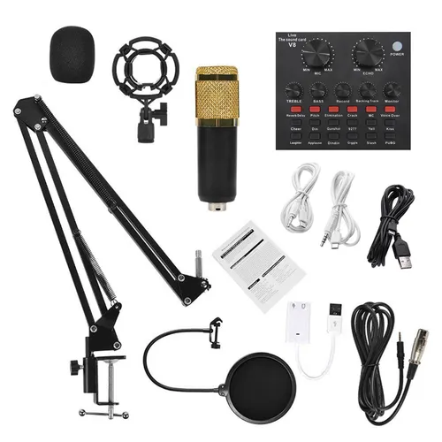Micrófono de capacitancia de anclaje profesional Conexión inalámbrica Bluetooth para PC Karaoke Transmisión en vivo Grabación en estudio_voghion.com